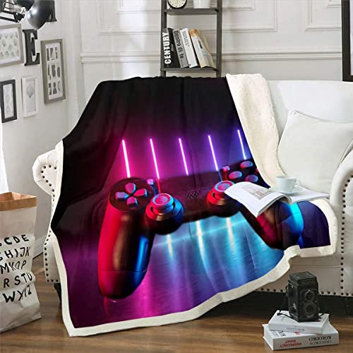 SherpaCouverture Gamepad 150x200cm Console Jeu vidéo Couvertures en Laine Gamer Couverture dégradé néon Gamer Gaming Game Controller Impression de Manette de Jeu Moderne Le Jeu