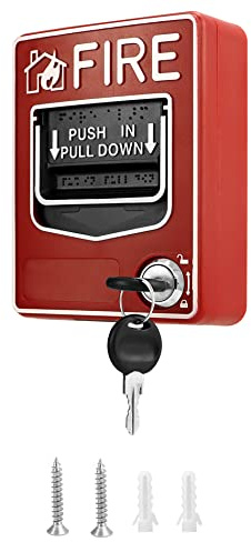 QWORK Wired Dual-Action Fire Alarm Call Point – Requires Control Panel Integration for Schools, Offices & Warehouses