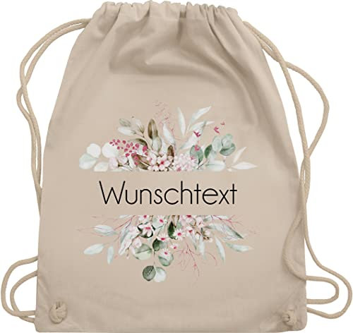 Turnbeutel Rucksack - Aufdruck selbst gestalten - Wunschtext I Geschenk personalisiert I Geschenk Weihnachten - Unisize - Naturweiß - beutel kita stoffbeutel name personalisierte blume beuteltasche