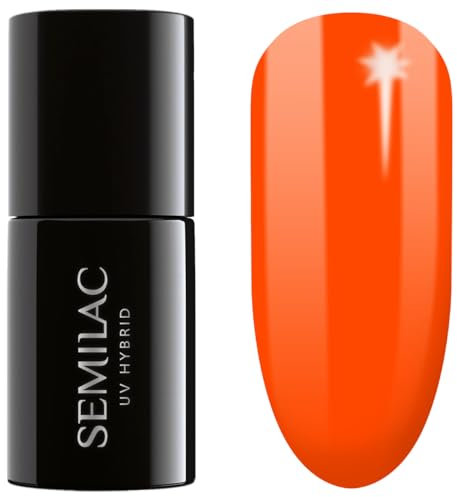 SEMILAC 446 YOLO Orange Esmalte de uñas de gel UV de larga duración y fácil de aplicar, remojo UV/LED, perfecto para usar en casa y para manicura y pedicura profesional, 7 ml