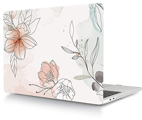 Custodia per Nuovo Macbook Air 13 pollici 2020 2019 2018 Pubblicazione Modello A1932 A2179 A2337 M1 con display Retina e Touch ID, Copertina Rigida in Plastica Protettiva, Fiore abbozzato