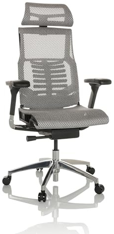hjh OFFICE Profi Bürostuhl POFIT GEN2 Netz ergonomischer Drehstuhl mit Flexibler Lordosenstütze, Hellgrau, 652287