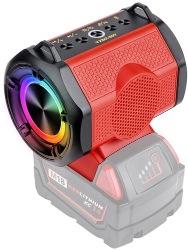 Tragbarer kabelloser Lautsprecher für Milwaukee M18 18v Akku, kabelloser Kleiner Lautsprecher für Baustellen, Zuhause und Party (Akku Nicht enthalten)