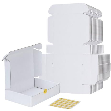 RLAVBL 25 Stück Doppelseitig Weiß Versandkartons, Maße: 22,9 x 15,3 x 5,1 cm, einfach zu montieren, Ideal für Kleine Unternehmen