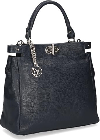 CAPRICE Damen Henkeltasche aus Leder mit Ketten-Detail, Blau (Ocean Nappa)