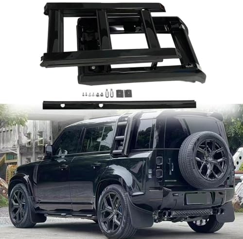 FTAPACCE Scaletta pieghevole e sollevabile per tetto auto, adatta per Land Rover Defender 90 L663 2020-2024 (nero lucido)