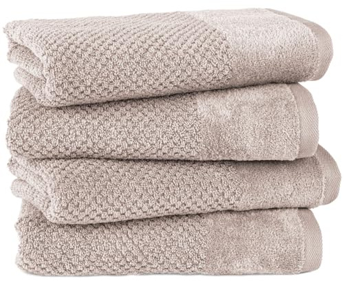 Pure Label Handtuch 50x100cm 4er-Pack aus 100% Baumwolle - Stein | Waschbar bis 60°C, trocknergeeignet - weich & saugstark