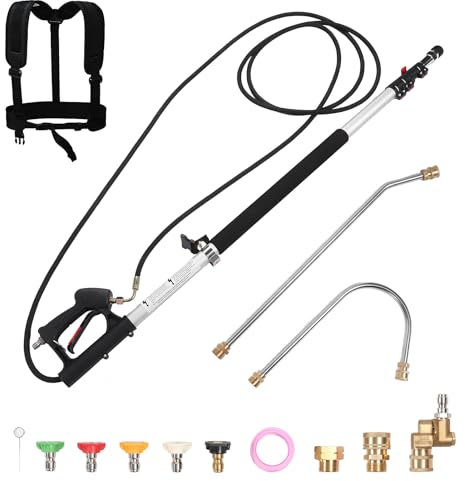 télescopique pour Nettoyeur Haute Pression de 6,33 m, 5 Sections rétractables, Outils de Nettoyage de gouttière, d'extension avec 5 Buses différentes