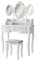 Vicco Schminktisch Diana, Kosmetiktisch mit Spiegel, Weiß, 85 cm mit Beleuchtung und Hocker