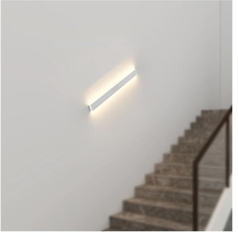 Pasamanos de Escalera con luz netural LED, pasamanos Iluminado en el Lado Izquierdo Senso del Cuerpo Humano, luz Ambiental de Madera sintética para pasillos Interiores (Color: blan