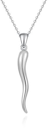 Italienische Horn Halskette 925 Sterling Silber Hornschmuck Horn Anhänger Plattiert Geburtstag Geschenke für Mama Mutter Tochter Frauen