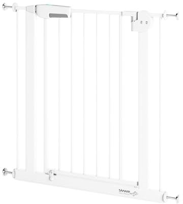 Sämann Türschutzgitter & Treppenschutzgitter zum Klemmen ohne Bohren | selbstschließendes Absperrgitter mit Verlängerung | Absperrgitter | (79-88 cm, Elefantenfuß Form)