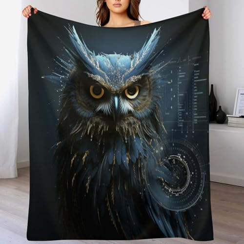 PAZZK Premium Wohndecke - Eule Decke Flannel - Extra Weiche TV- Decke Vier Jahreszeiten Wohndecke Dicke Couchdecke Für Bett/Sofa（140×180cm）