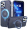 PuyaTeya Magnetic Stand for iPhone 13 pro max Case, Compatible with Mag-Safe, Military Drop Protection, Anti-scratch/fingerprint Translucent Matte iPhone 13 pro max Phone Case(Dark Blue)