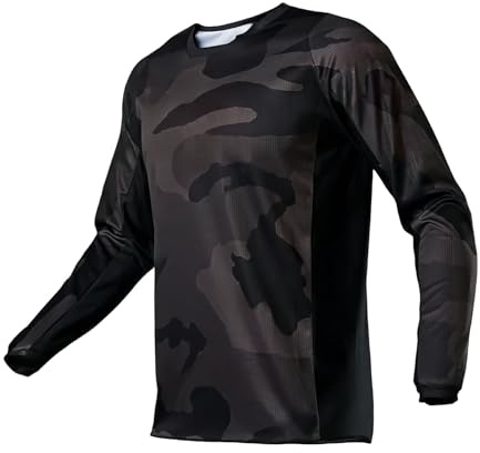 MTB Trikot, Herren Radtrikot MTB Downhill T-Shirt Langarm Mountainbike Motorrad Outdoor MTB Jersey Atmungsaktiv und Schnelltrocknend(Schwarz,L)