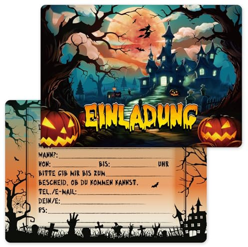 Hxezoc 15 Halloween Einladungskarten Kinder, Halloween Einladung für Kindergeburtstag Geburtstag Party