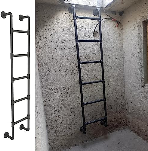 LJGYYDS Notausstiegsleiter für Kellerfenster, Dachbodentreppe, Dachbodenleiter, Etagenbettleiter aus Schmiedeeisen, Klettergerüst, Tragkraft 150 kg, Beschläge inklusive