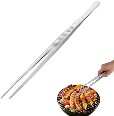 Pincette de Cuisine Acier Inoxydable,30 cm Pince de Chef,Pince Cuisine,Pince Precision Cuisine Outil De Cuisine Longue Pince à Épiler Droite,Idéal pour les chefs,Réunions de famille,Cuisiner,Griller