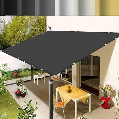 Toile d'ombrage Pergola Filet 4 x 6 m Imperméable Toiles D'Ombrages pour Patio Jardin, Terrasse,Extérieur, Gris Foncé