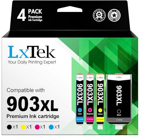 LxTek 903 Druckerpatronen 903 XL Multipack 903XL Kompatibel für HP 903 Druckerpatronen 903 Multipack für HP Officejet 6950 Druckerpatronen 6960 Officejet Pro 6970 (Schwarz, Cyan, Magenta, Gelb)