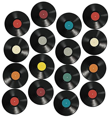 HOMSFOU Dekorative Vinyl-Schallplatten-Aufkleber für Retro-Wanddekoration, kreative Verzierungen für Zuhause und Musikzimmer, 16 Stück