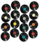 HOMSFOU Dekorative Vinyl-Schallplatten-Aufkleber für Retro-Wanddekoration, kreative Verzierungen für Zuhause und Musikzimmer, 16 Stück