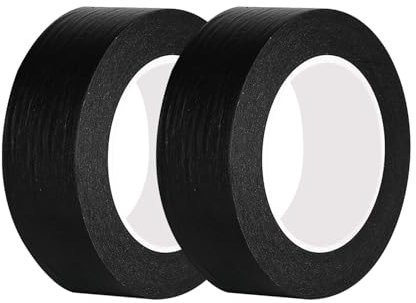 Qrity 2 Stück Abdeckband, 40mm x 50m, Malerkrepp Abdeckband, Malerkrepp für Malerarbeiten und Dekoration, Schwarz