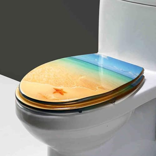 Cammeciso Toilettensitz aus transparentem Harz,Toilettendeckel,Toilettendeckel Mit Absenkautomatik,Polyresin Toilettensitz Transparenter,WC Sitz mit Absenkautomatik,Mit 3D-Effekten.