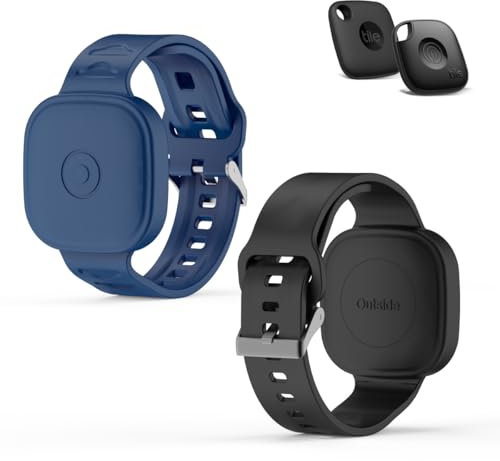 FGERWZ (2Pack) Silicone Bracelet for Tile Mate (2022/2024), Waterproof Protective Case for Tile Life360 Mate Tracker Hidden Tile Mate Holder for Child/Teen/Elderly (Black + Dark Blue)