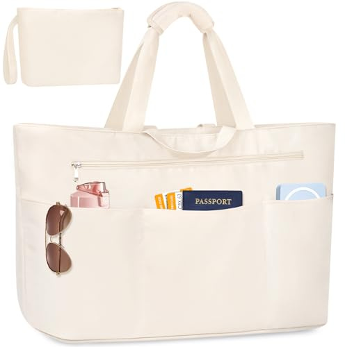JUYANO Bolsa Playa Mujer Grandes XXL Familiar, Bolso Playa Mujer Grande Impermeables con Cierre y Compartimento Húmedo, Bolsas de Playa Para Ir de Compras, Viajar, Piscina, Gimnasio y Uso Diario 45L