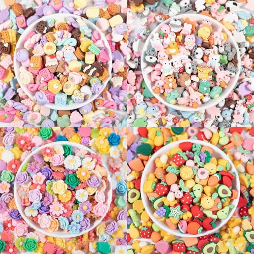 Ferizzia 100 Stück Harz-Ornament, Buntes aus Flachen Harz Charms, Kawaii Cute Charms für Heimwerker Basteln Scrapbook Dekoration, Handyhülle, Schmuckherstellung, Haarclip