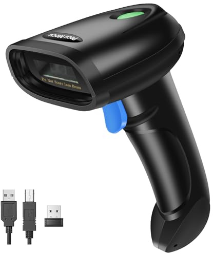 PecuMecu Bluetooth 1D&2D Barcode Scanner, 3-in-1 Bluetooth & USB Wired & 2.4G Wireless QR Barcode Reader, PDF417 Data Matrix Handheld Bar Code Scanner Work with Windows, Android, iOS (TM-10B)
