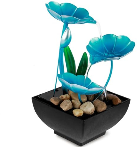 NONDK Tabletop Fountain Meditation Water Fountain Flower Mini Waterfall Fountain Decorations Sound Relaxation Ornament