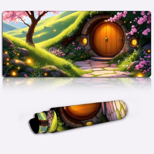 CHTXD magisches Hobbit-Zuhause Gaming-Mauspad rutschfeste Unterseite, für Büro und Zuhause Laptop-Dekor aus flexiblem Stoff Laptop Desktop Gedruckte Kunst Ergonomisch 600 * 350 * 4mm