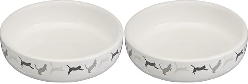Trixie 42341 - Ciotola in Ceramica per Erba di Gatto, ø 15 × 4 cm, 50 g, Colore: Bianco (Confezione da 2)
