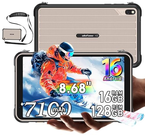 Ulefone Rugking PAD PRO 4G Outdoor Handy AI Tablet Android 16, 8.68 Zoll HD+ 16GB+128GB/2TB Outdoor Tablet, IP68/IP69K Wasserdicht Tablete 4G,5G WiFi,OTG,GPS,NFC,Face ID,2 Stereo-Lautsprecher,Grau