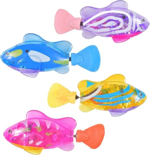 Lot de 4 robots de poisson pour salle de bain - 8 x 3,5 cm - Jouet électronique pour enfants - Robot de poisson flottant - Jouet en plastique pour piscine