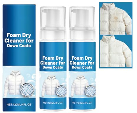 Down Jacket Foam Cleaner Spray, Wash-Free Stain Remover for Puffer Coats, Winter Clothes Dry Cleaning Agent, Dry Foam Cleaner for Clothes, Multi-Purpose for Garment Upholstery Carpet (2pcs)