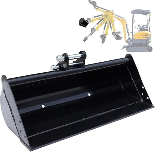 DANWIWEE Cuillère à creuser 100 cm pour mini pelleteuse 0,8-1,8 t avec | Bord de coupe sans dents, largeur de travail de 100 cm, construction en acier renforcé, entretien précis des creuses
