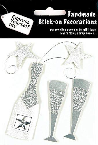 Express Yourself DIY, self Adhesive, Silver Champagne Topper - Ideal for Card Making, Scrapbooking, Papercrafts, Childrens Crafts etc