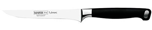 Burgvogel Solingen, Cuchillo para salchichas, forjado, 12 cm, Master Line, acero inoxidable, negro, apto para el lavavajillas