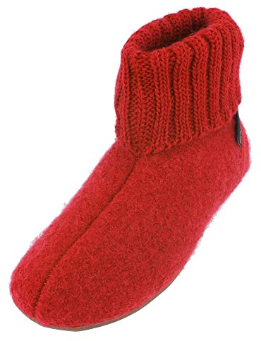 HAFLINGER Everest Karlo Hüttenschuhe mit TPR-Gummisohle und Kragen