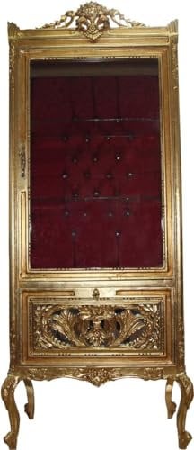 Casa Padrino Barock Vitrine Gold/Bordeaux - Vitrinenschrank - Wohnzimmerschrank Glasvitrine - Antik Look