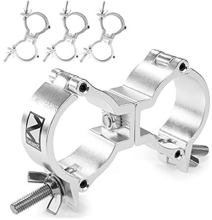 4x BeamZ BC50-100D Swivel Coupler Truss Clamps - Aluminium Double Truss Clip, 100kg Load Capacity, Compatible with 48-51mm Diameter Tubes, Lightweight & Durable