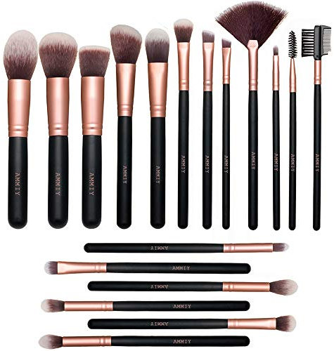 18 PCS Set Pinceaux Maquillage Rose Doré Synthétiques Haut De Gamme pour fond De Teint Mélange Poudre pour Le Visage Blush Concealers Ombres à Paupières