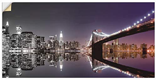 ARTland Wanddeko Wandtattoo selbstklebende Vinylfolie 100x50 cm New York City Skyline USA Amerika Stadt Nacht Brooklyn Bridge S6FD