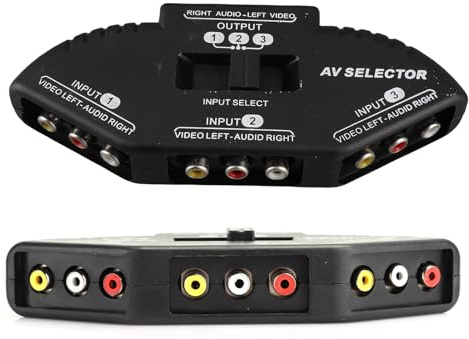 Annadue 3 in 1 Out Audio Video Cinch Splitter, Geeignet für DVD, VCD, TV Spiel, Videorecorder, Kanalauswahl, Satellitenfernsehen, Kamera usw, Leicht und Tragbar, Einfach zu Bedienen. (Schwarz)