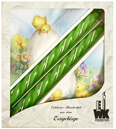 Auswahl Motiv - Deko Geschenk Set - Kerzen + Servietten - Ostern - handverziert [Serie 1/Motiv 007]