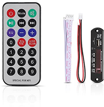 Agatige Car Bluetooth MP3 Decoder Board, Wireless Audio Decoding Module with Remote Control,Support TF SD Card/USB/WMA AUX FM Radio