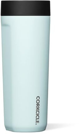 Corkcicle Commuter Cup - Leakproof, Triple Insulated Stainless Steel Travel Mug with Ceramic Coated Interior - Gloss Powder Blue, 485ml/17oz